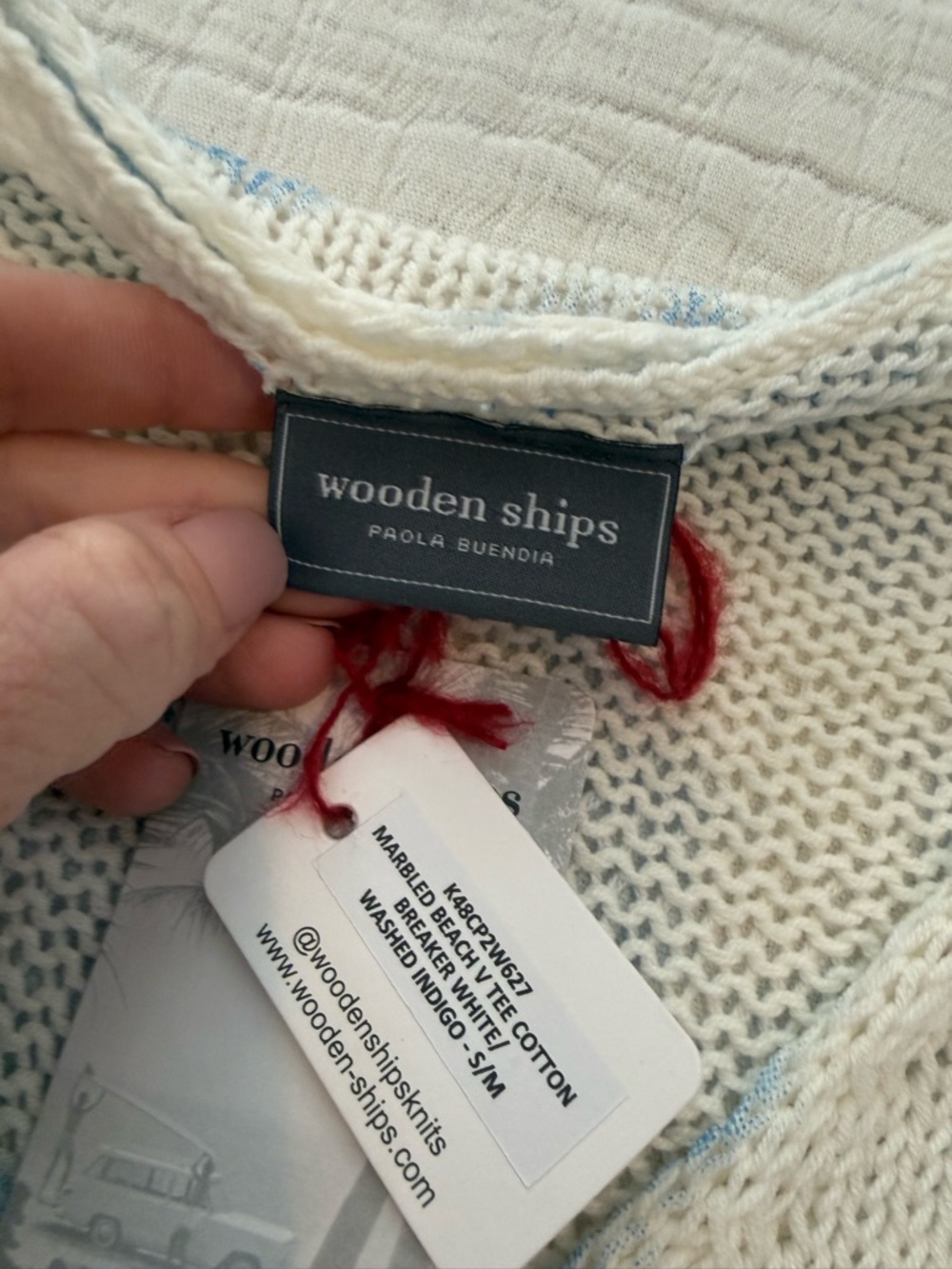 Wooden Ships BEACH Knit Tie-Dye Top in White and Light Blue NWT 0711 - Picture 5 of 8
